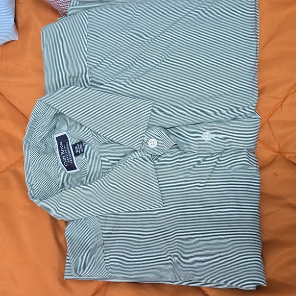 3 Club Room Regular Fit Blue Red Green Striped Button Up Shirts Size 18 34/35 - Picture 5 of 6